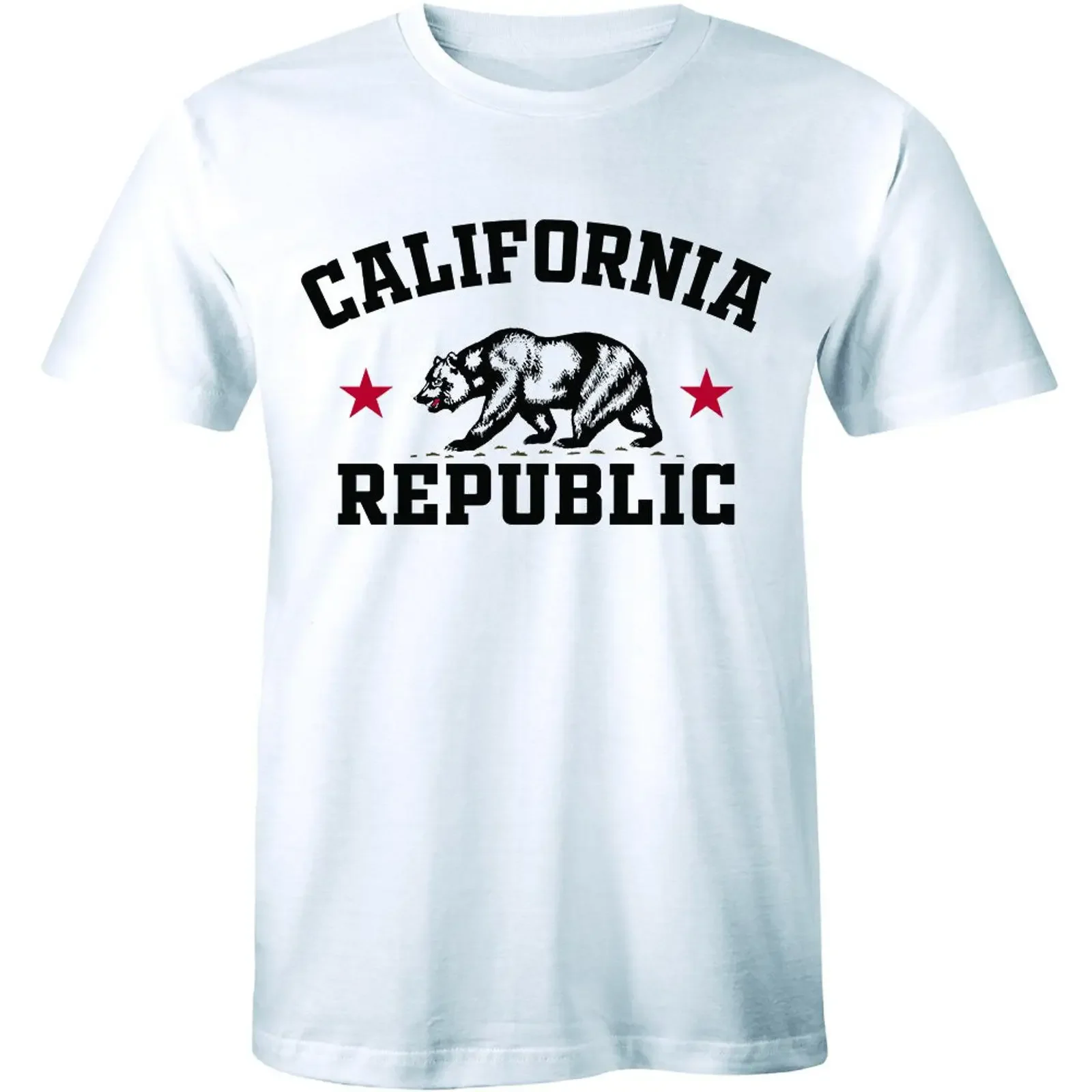California Republic State Grizzly Bear Flag Men's T shirt Cali CA Star vintage Washed Soft Breathable homme streetwear