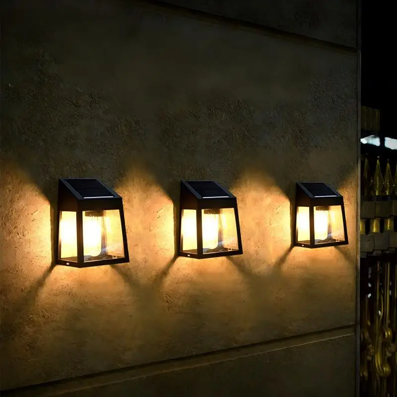 APCITL Outdoor 10 Lumen LED Solar Light Square Tungsten Filament Lamp 20 Beam Angle CRI 80 Waterproof Aluminum Base Wall Mount
