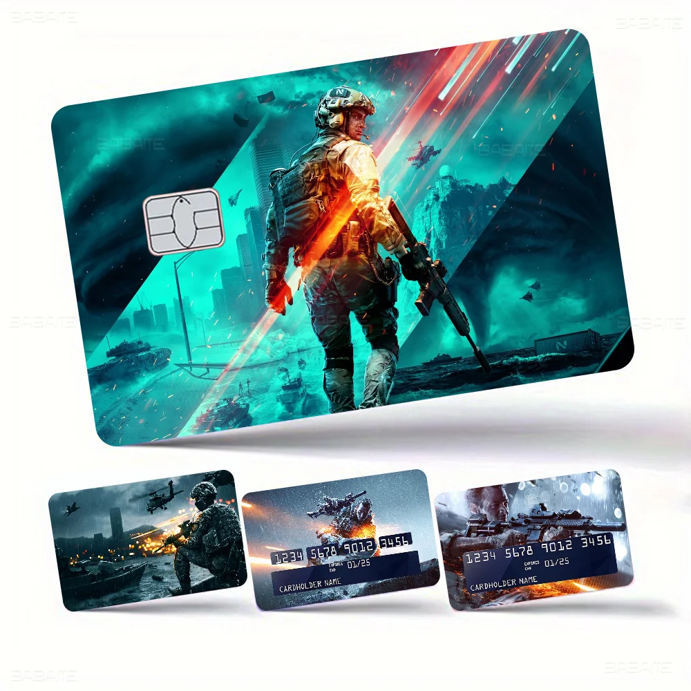 Battlefield 2042 pegatina de piel de cubierta de película mate para tarjeta de crédito tarjeta de autobús de débito bancario