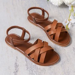 Women's Shoes 2023 High Quality Basic Women's Sandals Summer Daily Outdoor Sandals Women's Solid  Open Toe Flat Sandals