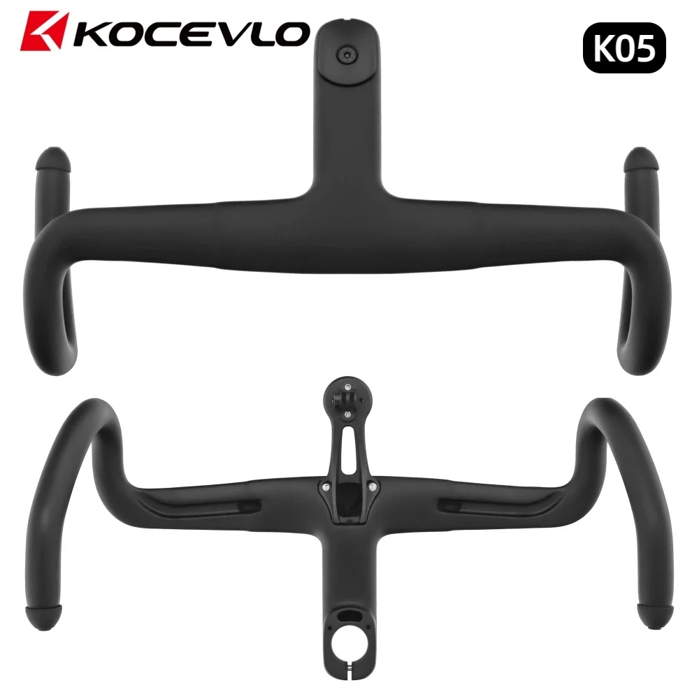 KOCEVLO K05SES Gravel Carbon-Integrallenker für 28,6-mm-Gabel mit Abstandshaltern, interne Kabelführung, einteiliger Lenkervorbau für Rennräder