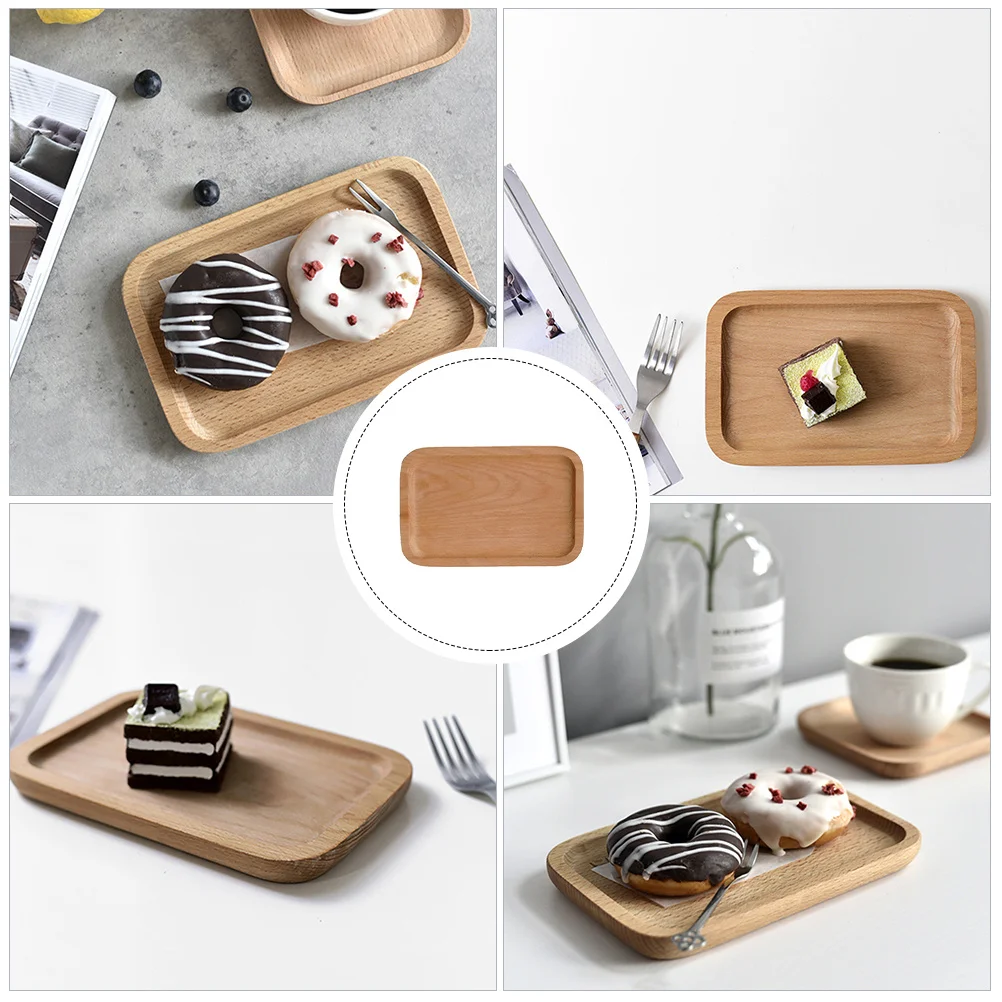 

Wooden Snack Plate Wear-Resistant Food Serving Tray Decorative Bread Dessert Tray for Kitchen Buffet Photography Prop