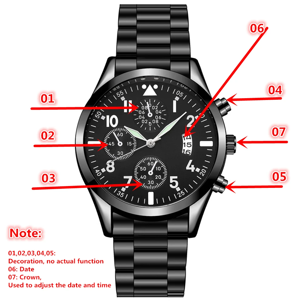 Reloj de pulsera de cuarzo luminoso para hombre, cronógrafo clásico de acero para negocios, Popular, Saati