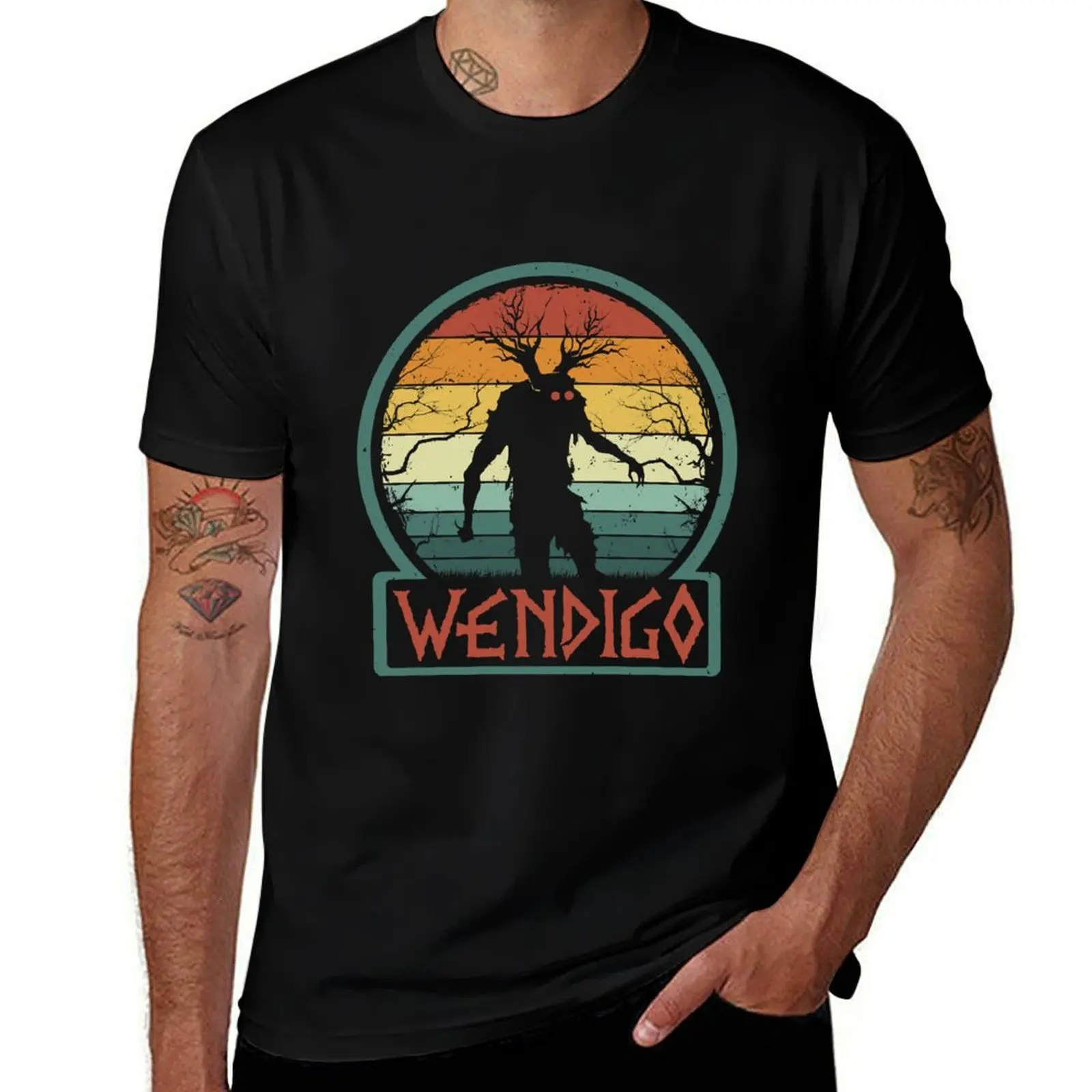 Wendigo - Retro Vintage Algonquian Cryptid Monster T-Shirt Sport Basic Moisture Wicking Tee T-Shirt