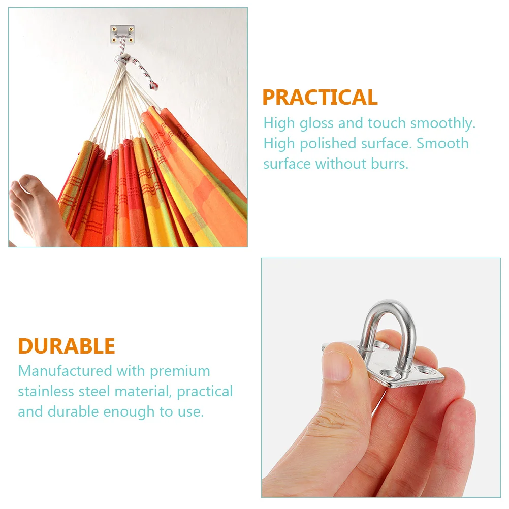

4 Pcs Stainless Steel Hooks High Polish Smooth Surface Wall Ceiling Multipurpose Hanging Hammock Fixtures Home Balcony
