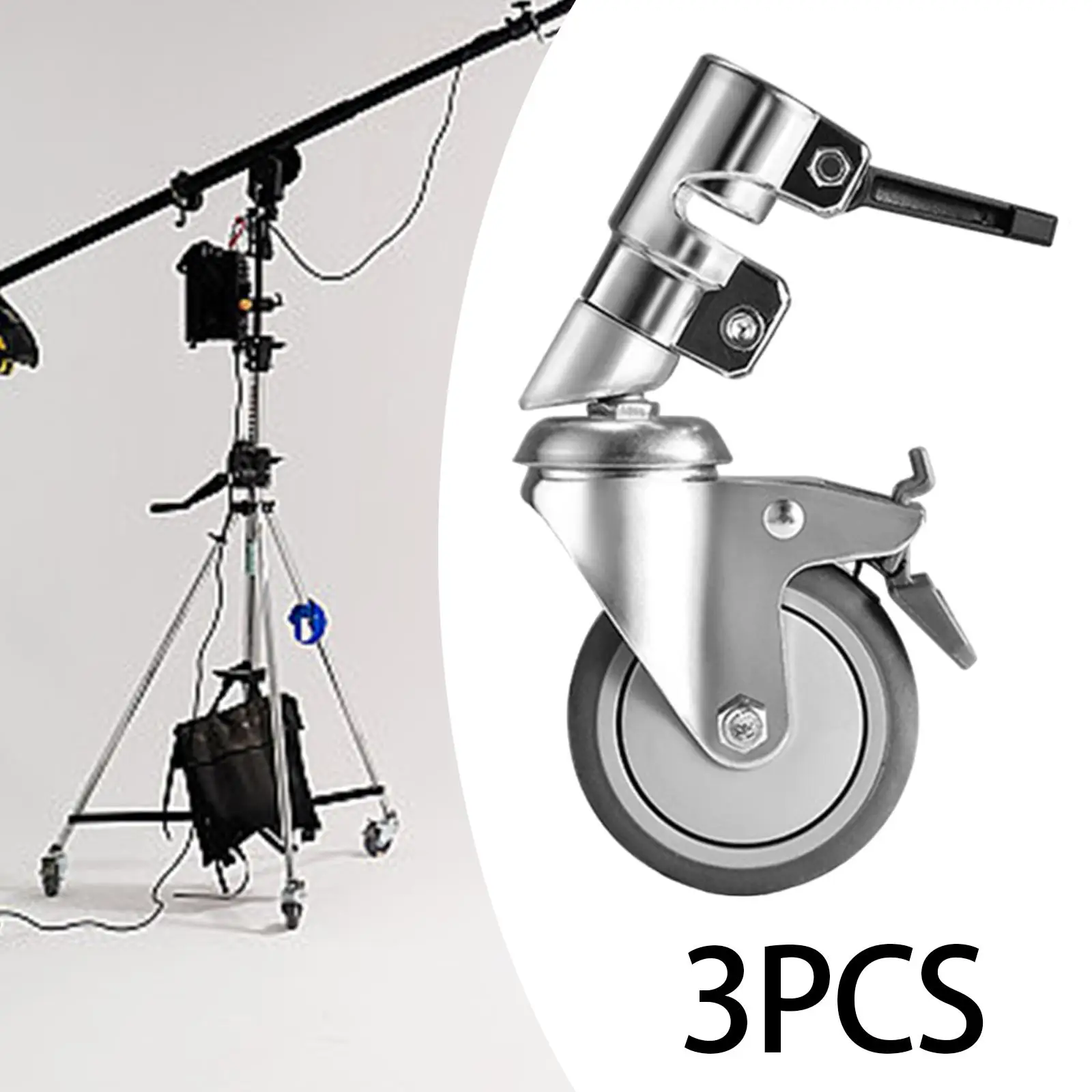 3Pcs/Set Swivel Casters Wheels with 25mm Diameter Mounting Holes Photography C Stand Tripod Rolling Wheels Aluminum Alloy