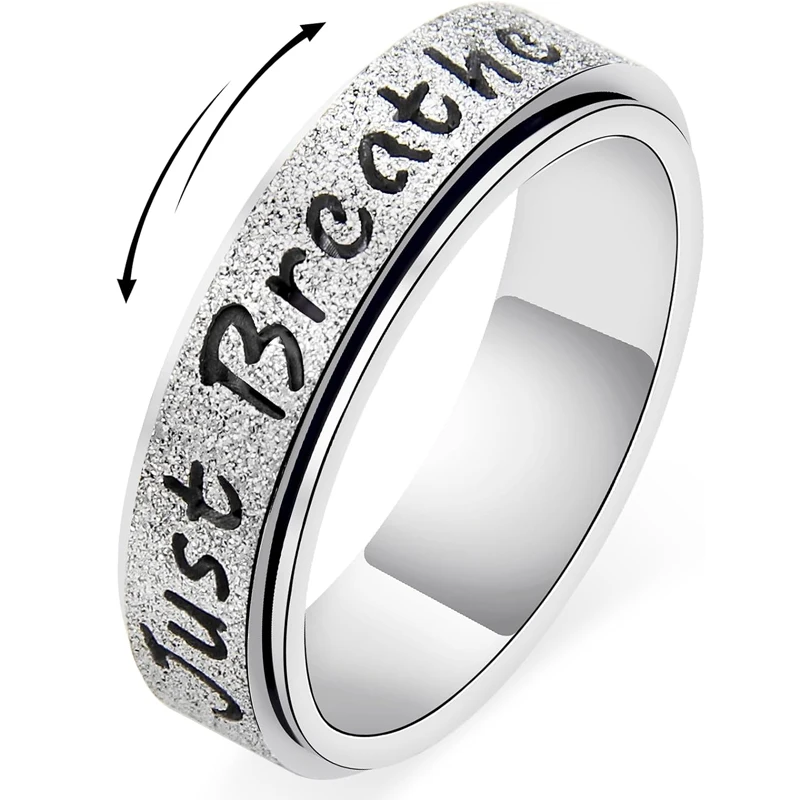 Stainless Steel Anxiety Women's Ring for Stress Relief, Thumb Spinner Inspirational Hope Rings for Adults Jewelry Gift for Her