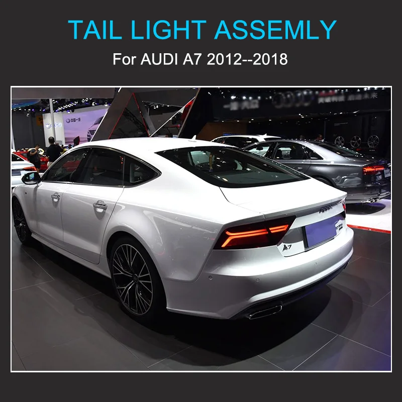 1 Pair LED Taillights Assembly For Audi A7 S7 RS7 2012-2018 Tail Lamps Plug and Play with LED Dynamic Turning Rear Taillights