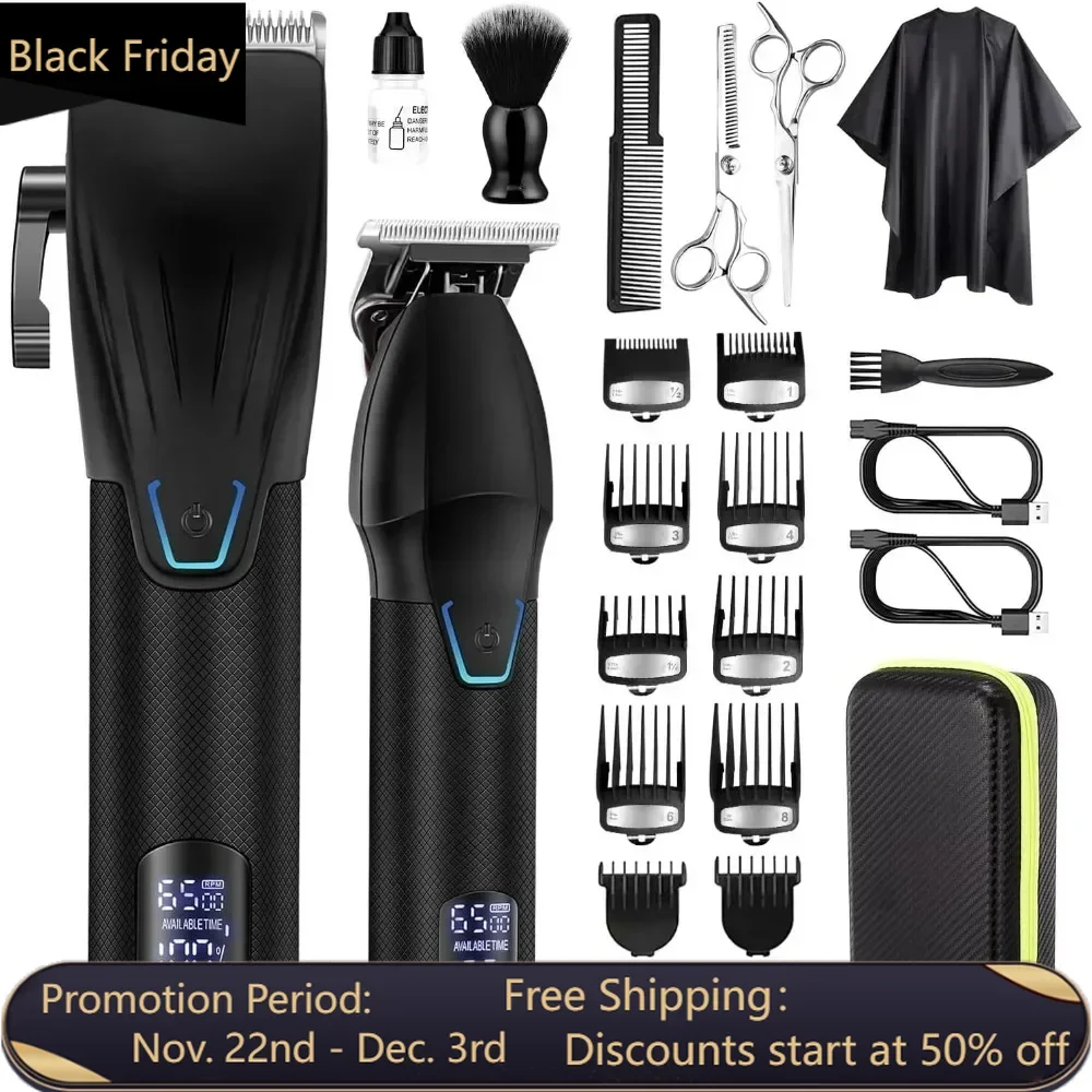 

Professional Hair Clippers and Trimmer Kit for Men, Barber Clipper Set Cordless Hair Cutting, Beard Trimmer Grooming Haircut Kit