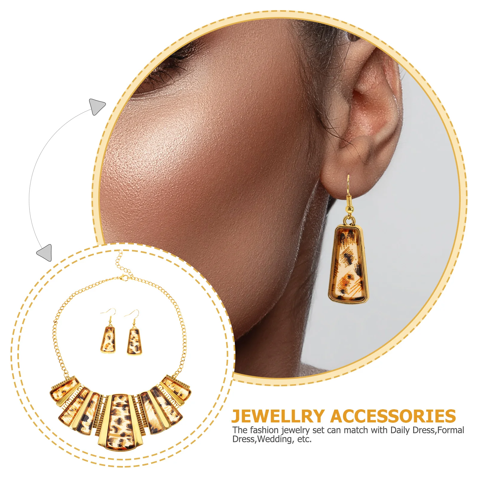 

1 set 1 Set Print Necklace Earring Set Black Accessories Red Jewelry For Women Fashion Sweater Chain Accessories