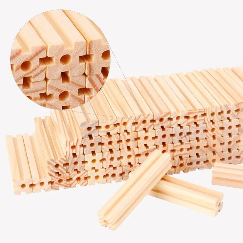 Kindergebäude Vielzahl von Bausteinen Holz dreidimensionales Mosaikmodell Schloss Eltern-Kind-interaktives Lernspielzeug