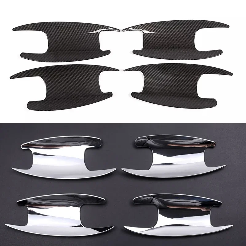 For Mercedes Benz E-Class W213 C-Class W205 GLC X253 2016-19 ABS Carbon Outer Door Handle Bowl Protection Cover Car Accessories