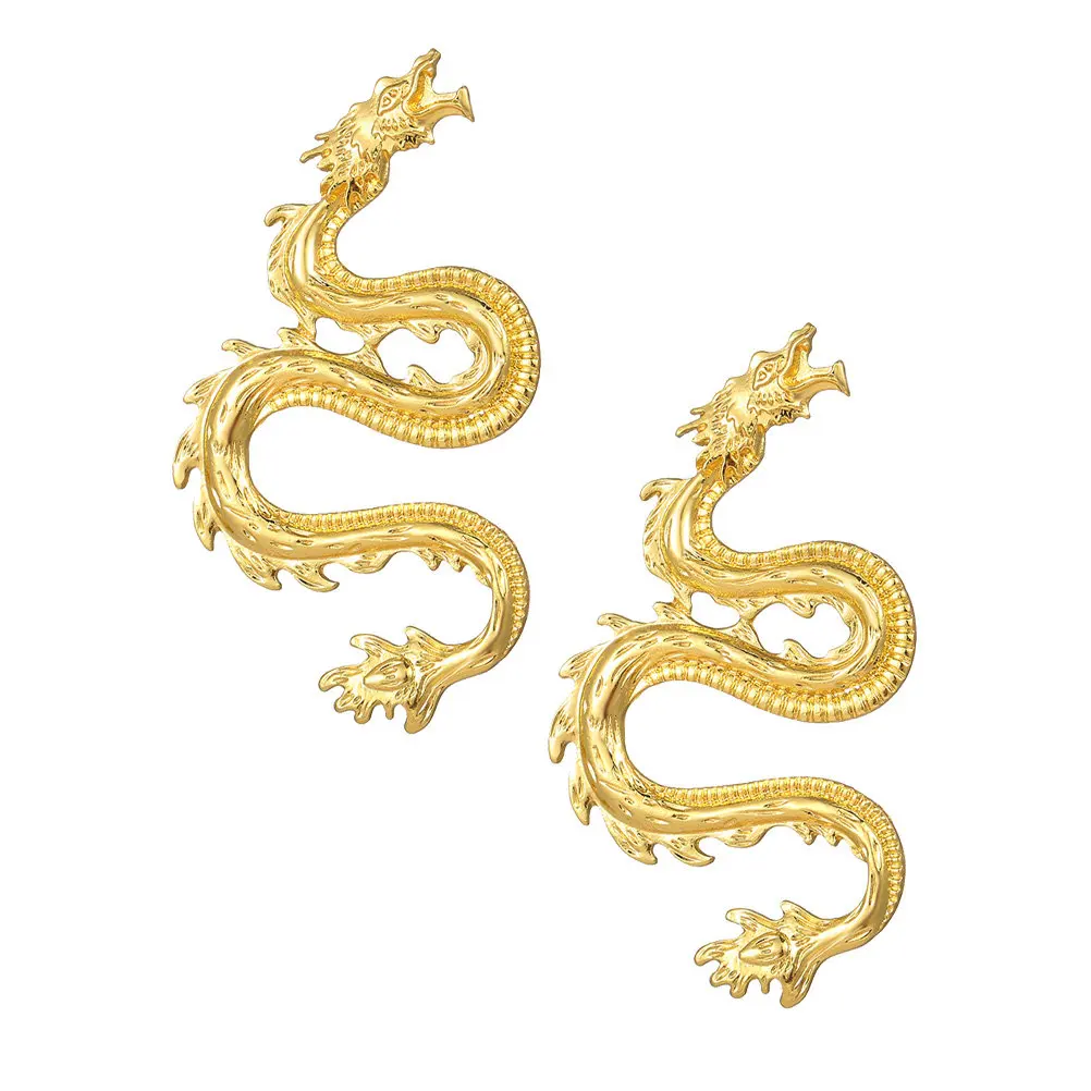 Dragon Shaped Earrings for Women Creative Fashion Jewelry Lasting Color Daily Party Gift