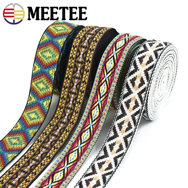 5Yard Polyester Jacquard Webbing Tape 30/38mm Ethnic Ribbon Shoulder Bag Strap Decorative Band Garment Sewing Fabric Accessories