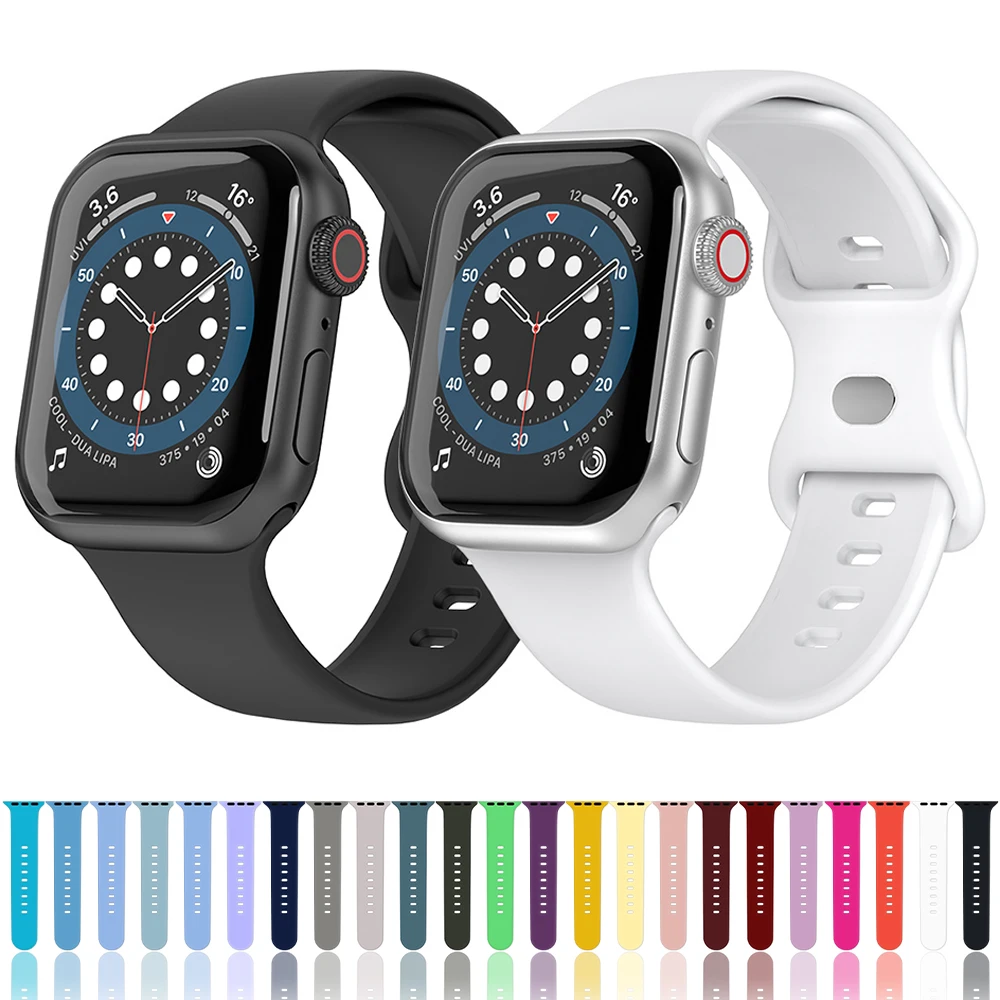 Soft Silicone Strap For Apple Watch band 45mm 41mm 44mm 40mm 49mm 42mm 38mm Sport bracelet iwatch Series Ultra 8 7 se 6 5 4 3