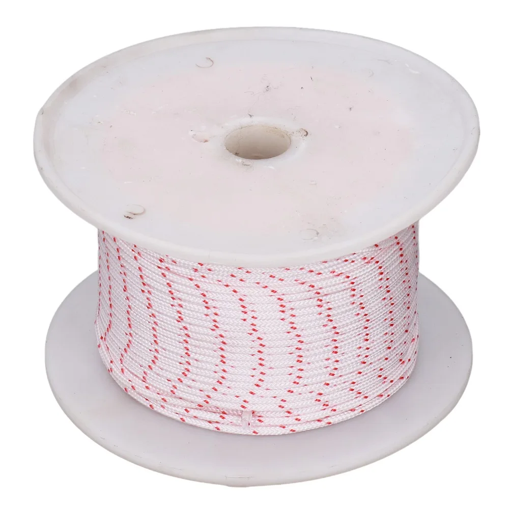 Strong Universal Recoil Starter Rope White and Red Nylon Pull Starter Cord String Compact Lawn Mower Rope