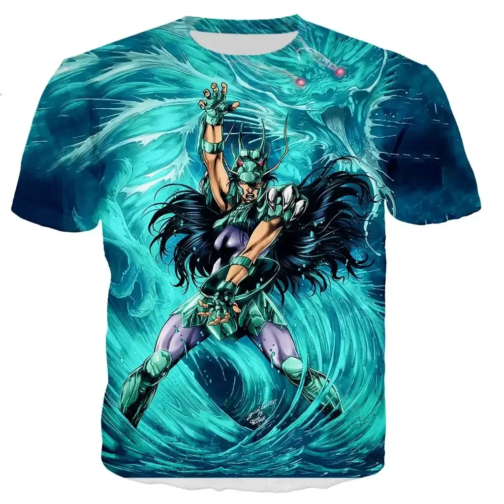 Camiseta con estampado 3D de los caballeros del zodiaco para hombres y mujeres, camisa de manga corta, estilo Harajuku, ropa de calle para niños