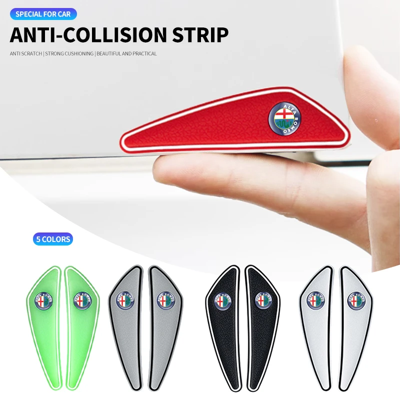 4pcs Car Logo Bumper Anti-Collision Strip For Alfa Romeo Mito Brera 147 Giulietta 159 156 Stelvio Sportiva Giulia Accessories