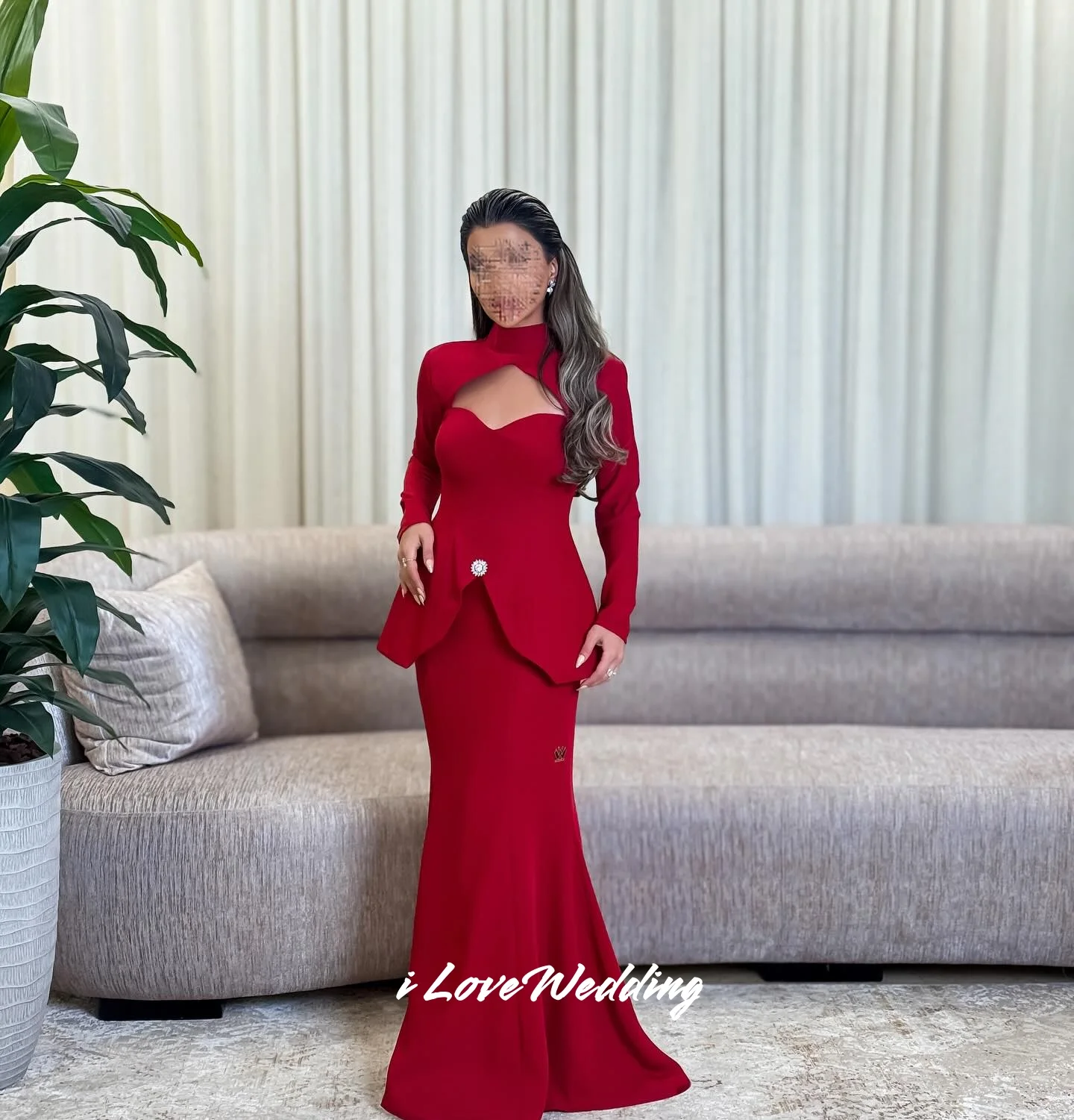 레드 스윗하트 이브닝 드레스 2025 새틴 롱 슬리브 비즈 머메이드 플로어 기장 프롬 드레스 플리츠 웨딩 파티 드레스 맞춤 제작