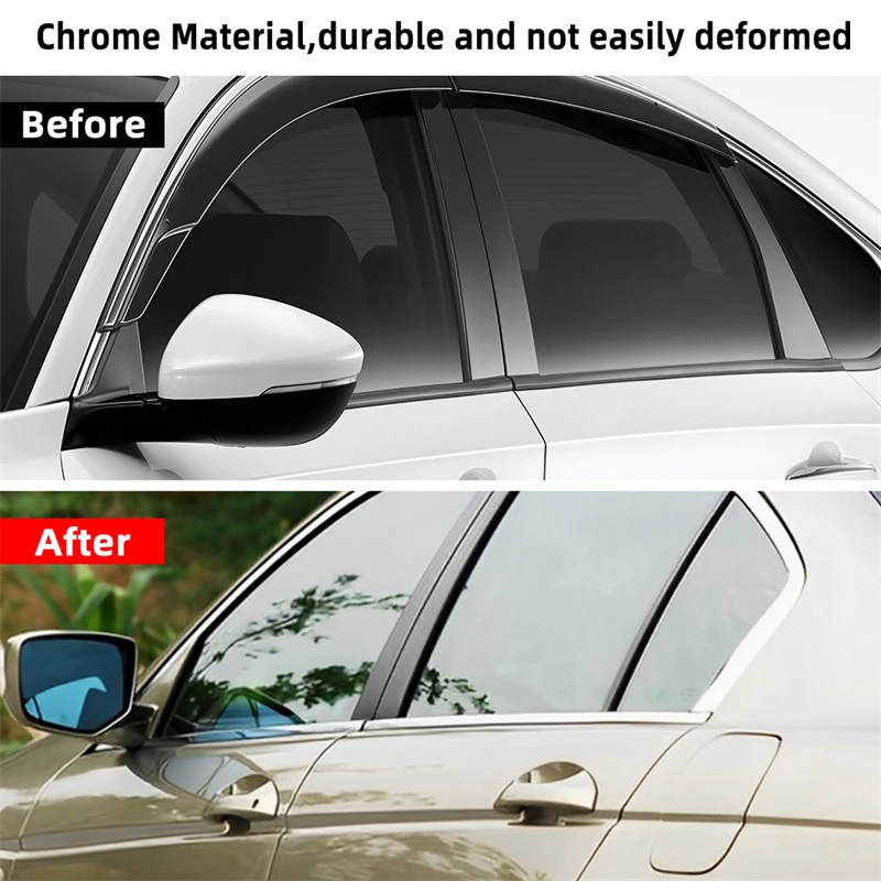 4PC Car Window Door Belt Weatherstrip For Honda Accord 2008-2012 Seal Trims Rain Deflector Chrome Outside Deflector Acccessories
