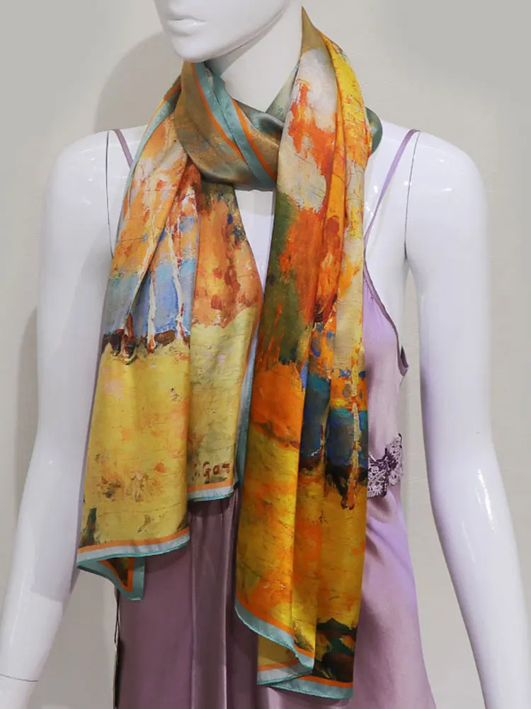 New Trend Wholesale Silk Scarf Elegant Latest Customized Brand Design Digital Printing Women Adult Customized Jacquard