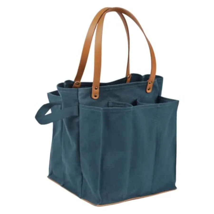 

Farmer's Market Tote Shopping Bags with Handles - 7 Pocket Large Utility Tote Bag - Heavy Duty Canvas Utility Bag with Vegan Le