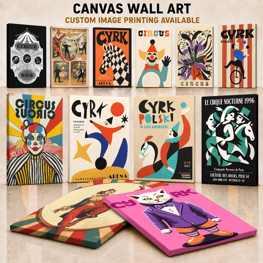 Vintage Circus Poster Canvas Print Posters Detailed Visual Style Wall Art With Personalized Photo For Hallway Ideal History Gift