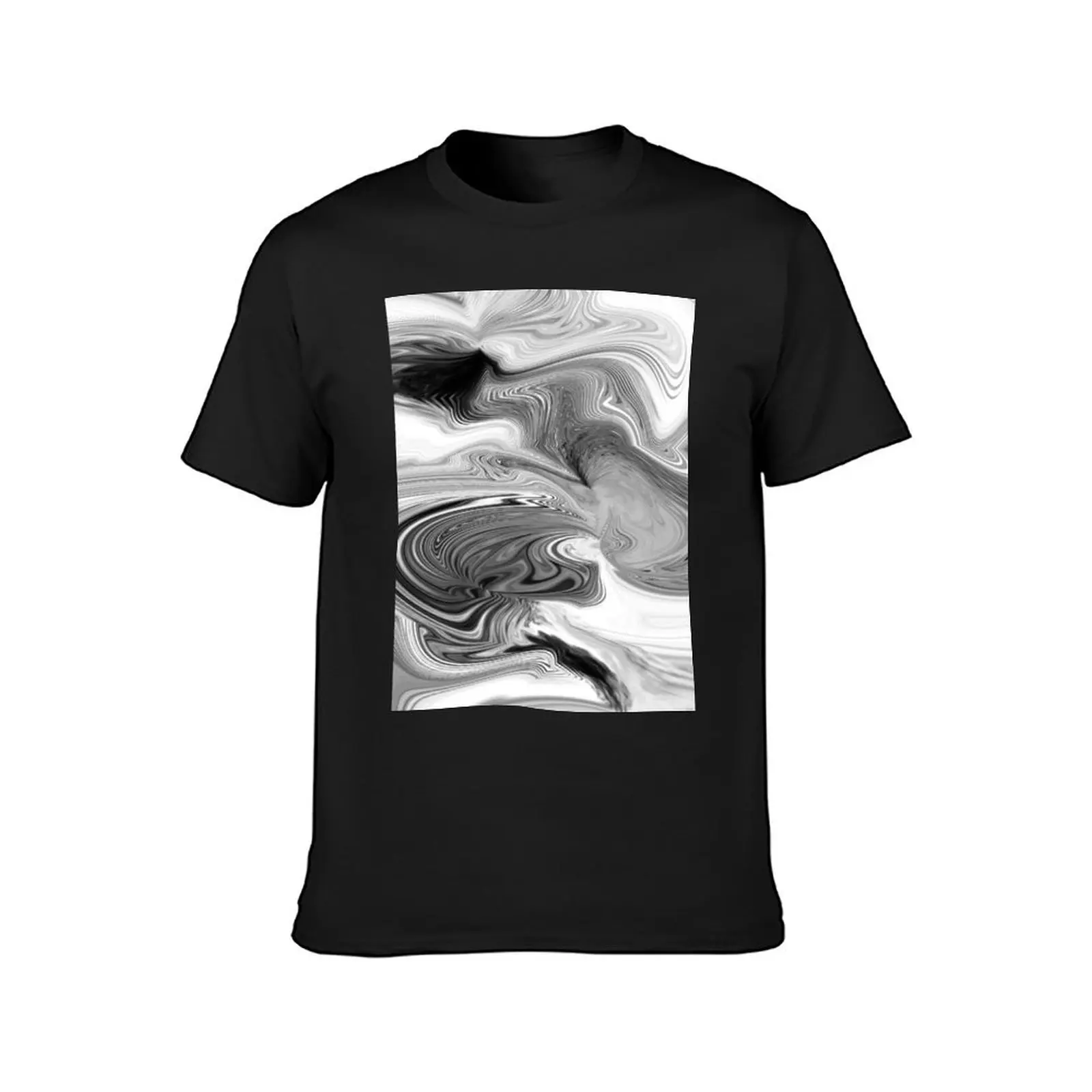 Grayscale fluid painting T-Shirt plain summer clothes Aesthetic clothing mens t shirt graphic