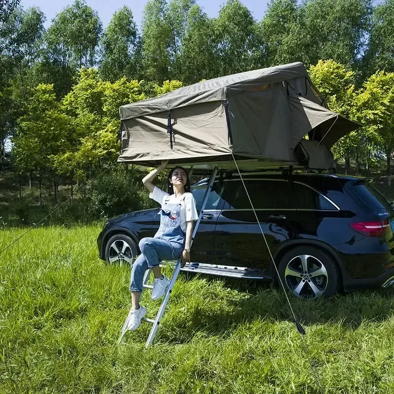 

Camping Clam Shell Automatic Canvas Aluminum Car Roof Top Tent