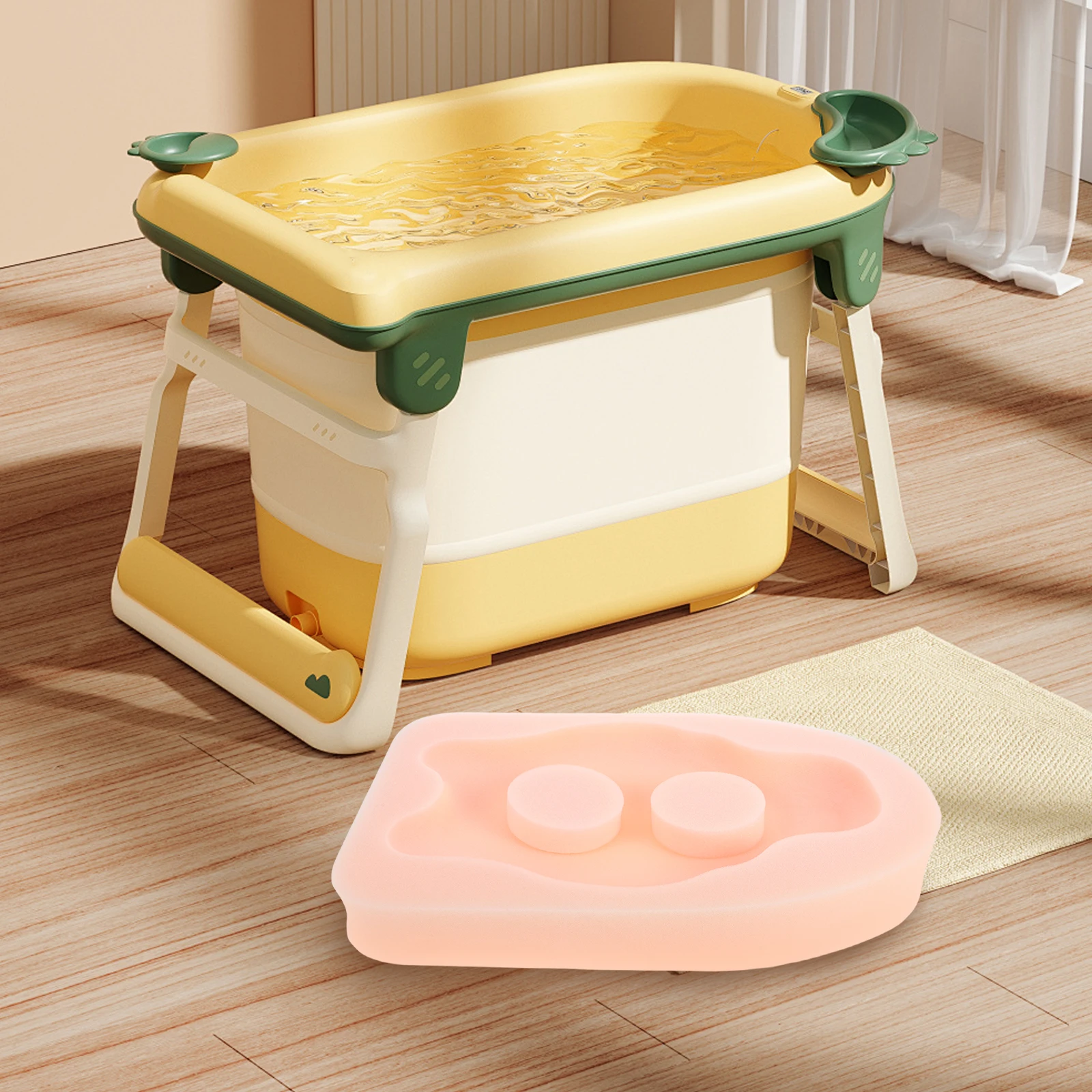 

Baby Bath Mat Non Slip Sponge Cushion Bathtub Newborn Toddler Bathing Support Thick Soft Foldable Portable Kids Bath
