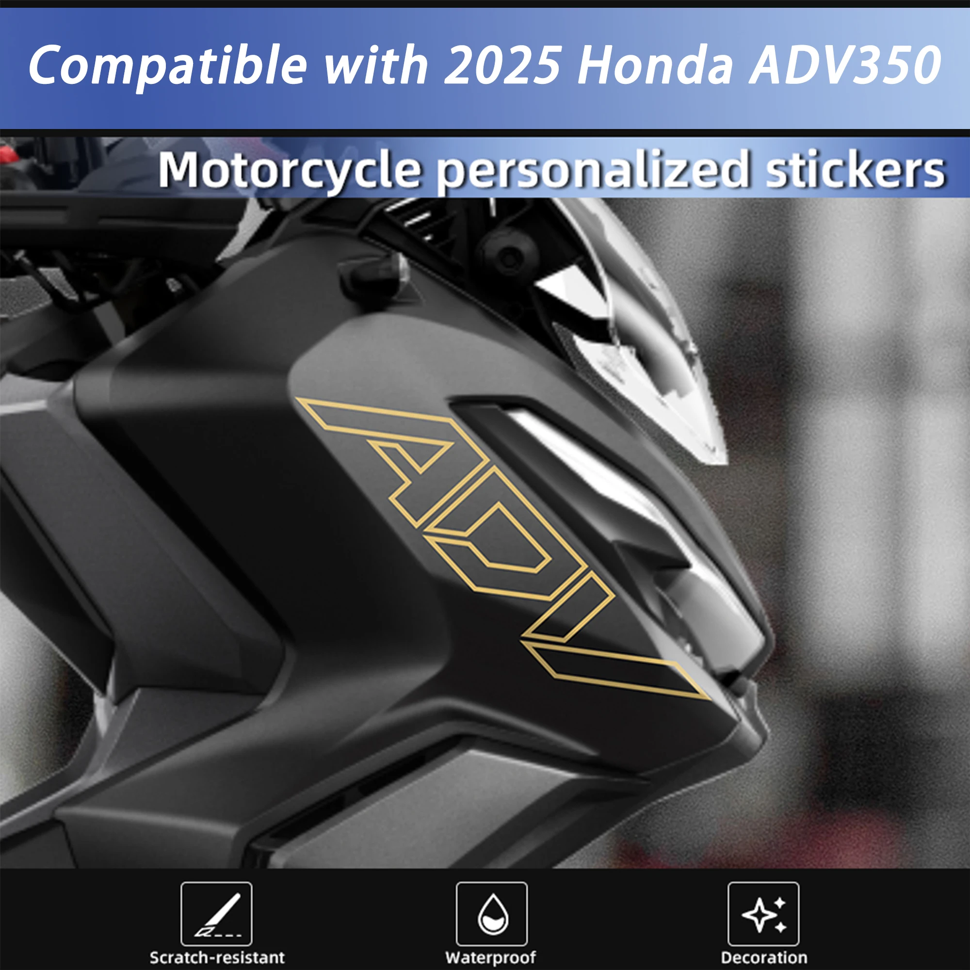 Compatible with 2025 Honda ADV350 Motorcycle Front Fairing Decal Sticker Waterproof Body Decorative Graphics Cover Scratches