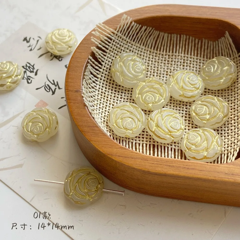 20PCS Flower Glazed Beads for Jewelry Making Bracelets Necklace Eardrop Supplies DIY Glass Beading Accessories 14mm