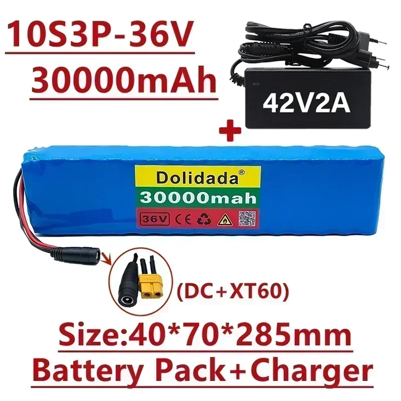 2024 new 10s3p 36V 30000mAh battery pack 600W, suitable for Xiaomi m365 Pro commuter, with built-in 20A BMS charger