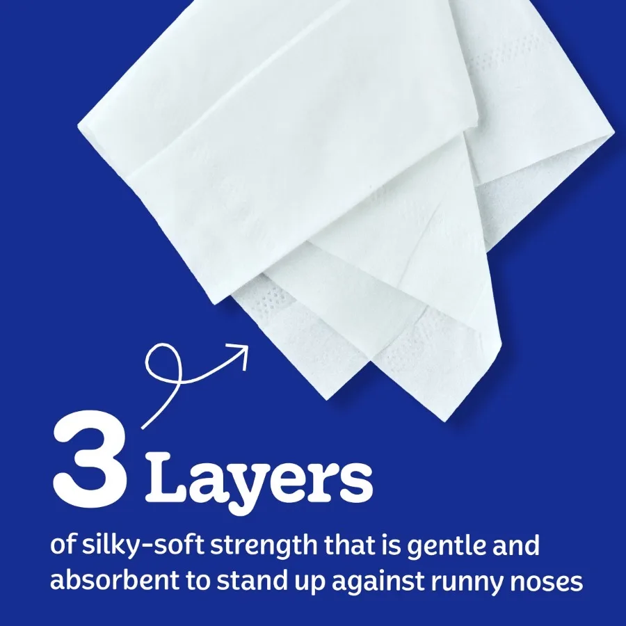 Ultra Soft 3‑Ply Facial Tissue, 60 Count, Square Container Disposable Facial Tissues for Daily Use