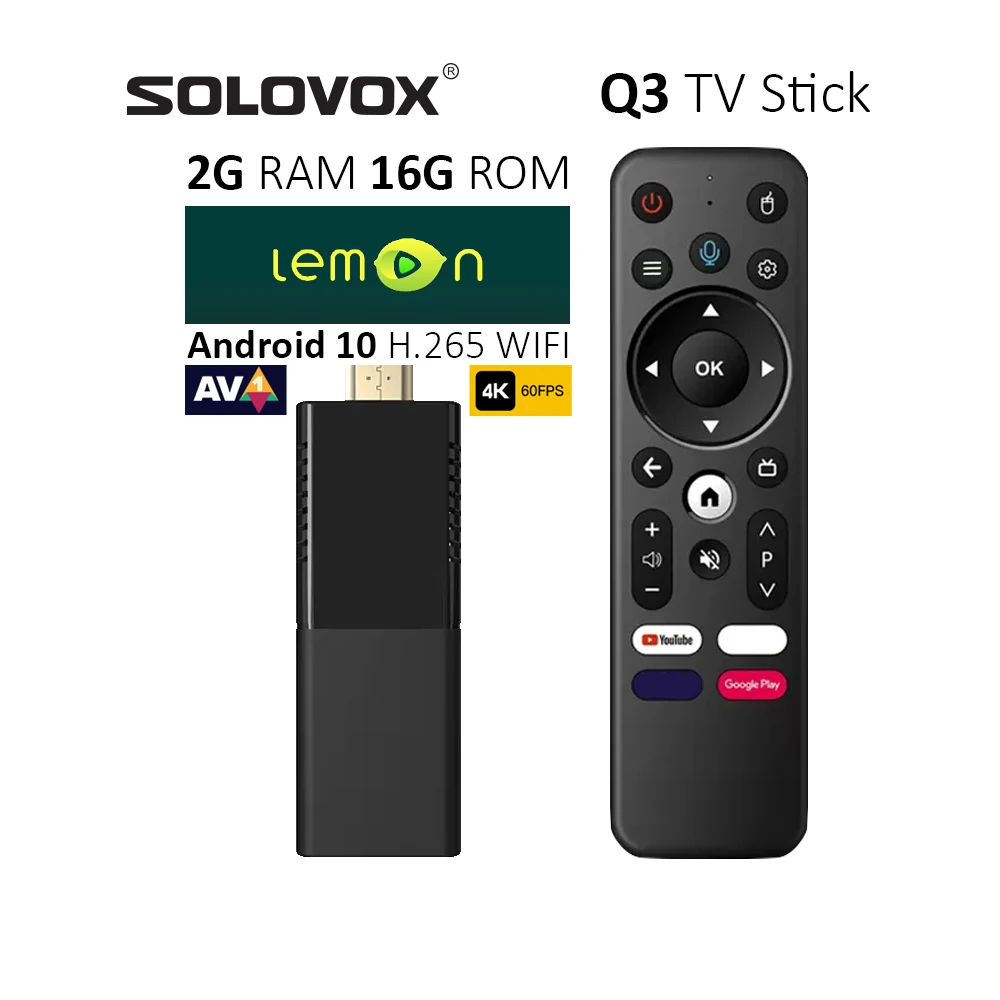 SOLOVOX-Set Top Box ، عصا تلفزيون Android 10 ، IP ليمون ، مستقبل USB ، 2G ، 16G ، H313 ، 4K ، واي فاي مزدوج ، حجم الجيب ، Dongle Live ، Q3