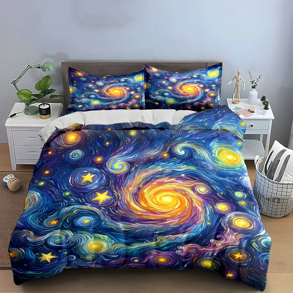 Starry Sky Artwork Decor Set Bedding Set with 1 Duvet Cover 2 Pillowcases Single Double King Queen, Gift