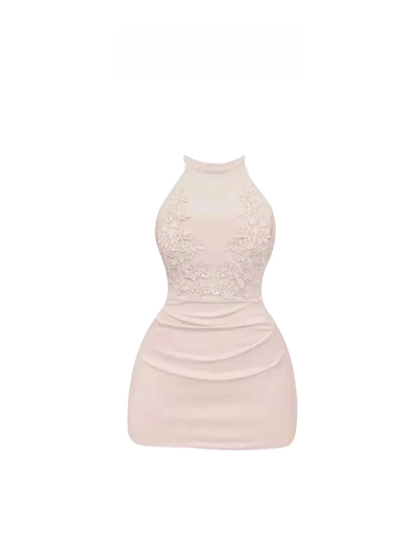 

HEZA Sexy plus Size Embossed Neckline Dress Women's Winter Slimming Wrap around Skirt Short Sleeveless Dress for Young Ladies