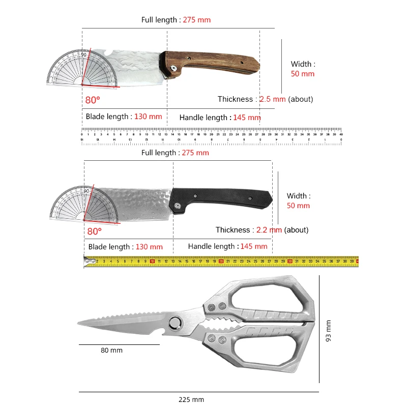 Folding Cleaver Knife Forged Stainless Steel Kitchen Knife set Cutting Knives Butcher Knife Vegetable Fruit Kitchen Accessories