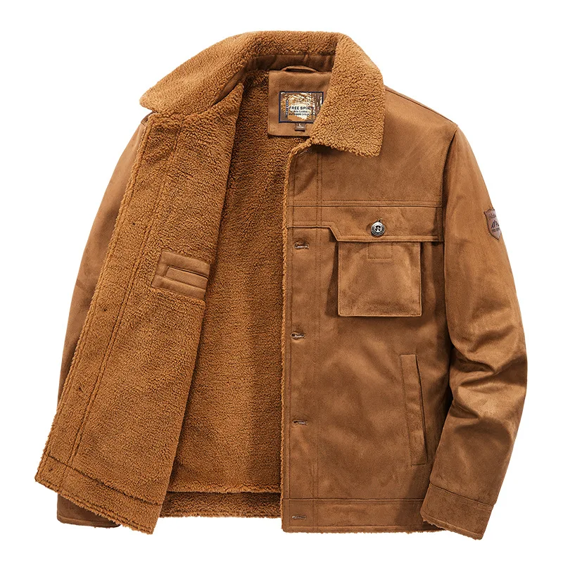 Men's Deerskin Fleece Cotton-Padded Jacket Autumn Winter Fashion Thickened Flight Style with Fleece New