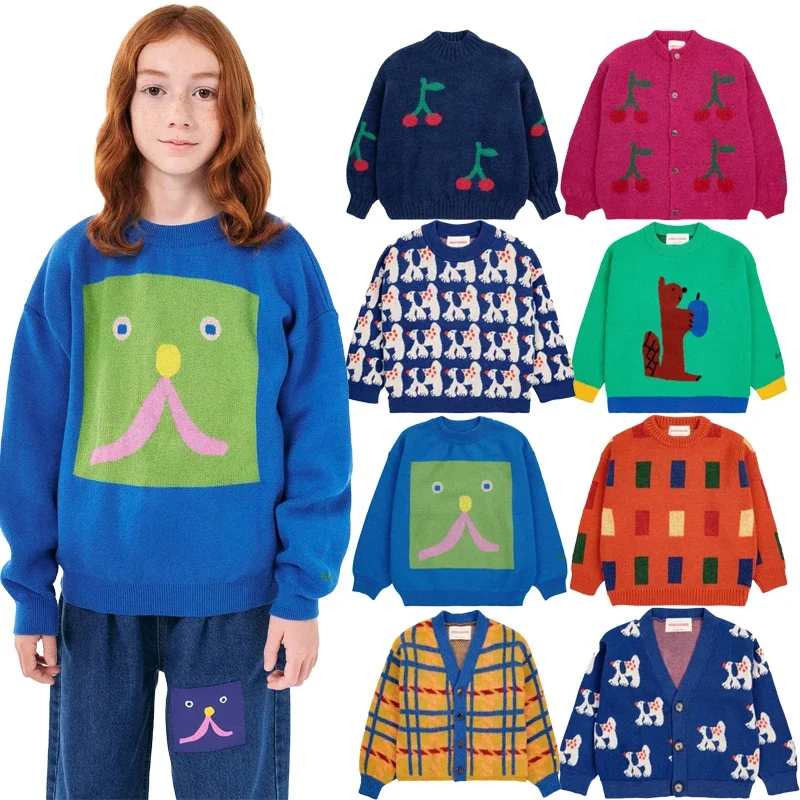 2024 New Autumn Winter Children's Clothing Girl Embroidery Sweaters Boys Warm Sweater Kids Printed Trousers Sets for Children