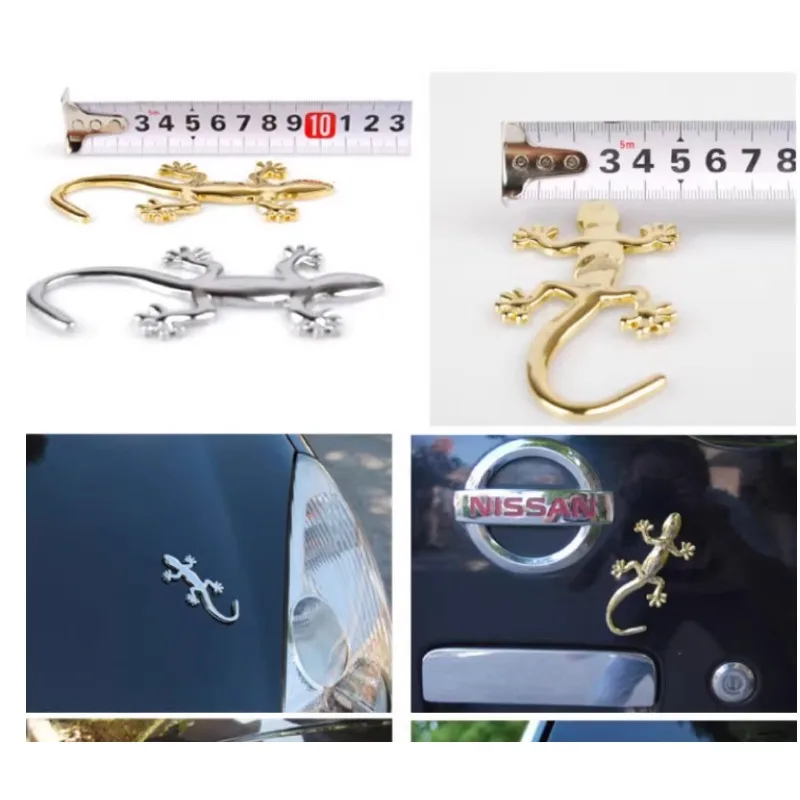1pcs 3D Gecko Car Sticker Metal Stereo Tail Label Auto Exterior Body Safety Decoration Accessory