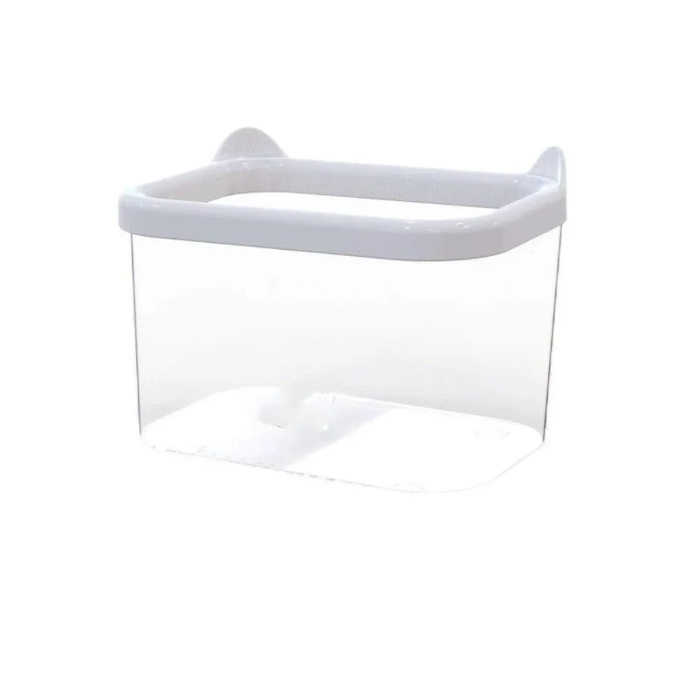 

LED Light Desktop Fish Tank Transparent Cat-shaped Fish Breeding Tank Durable Plastic Mini Aquarium Desktop Decoration