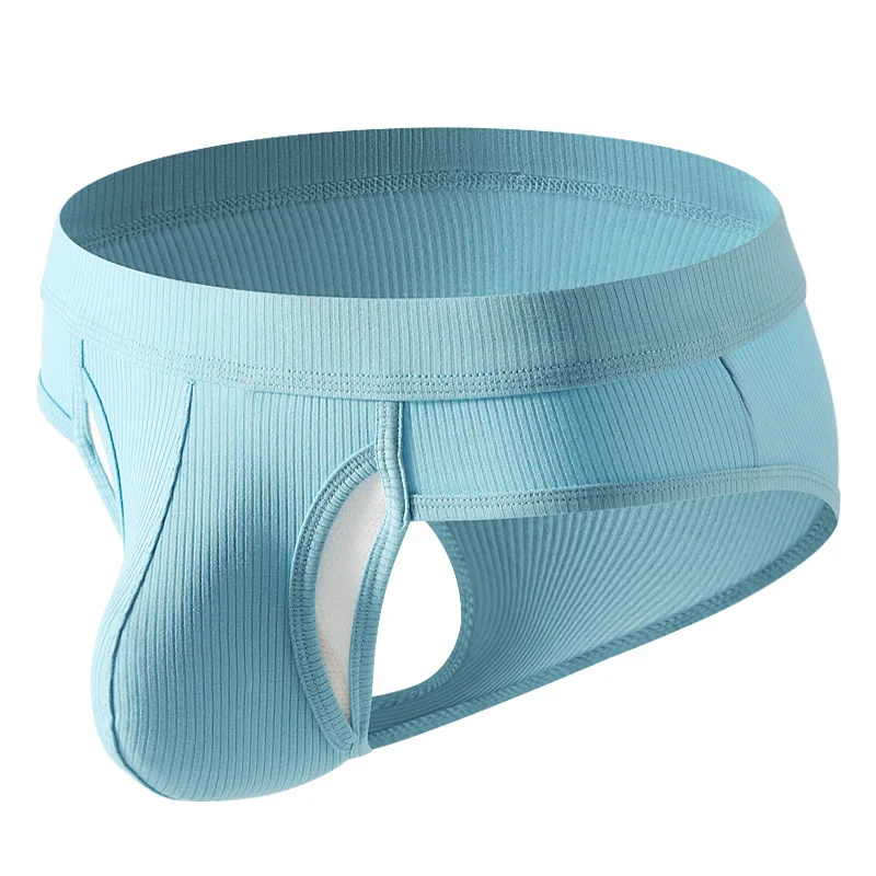 

Men's Modal Ribbed Triangle Briefs U Pouch Separate Bulge Sexy Underwear