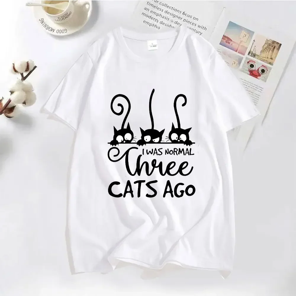 3 Cats Ago Print T-shirts Female Short Sleeve Fashion Breathable T-Shirt Summer Plus Size Women's Tees Clothes Street Tops Y2k