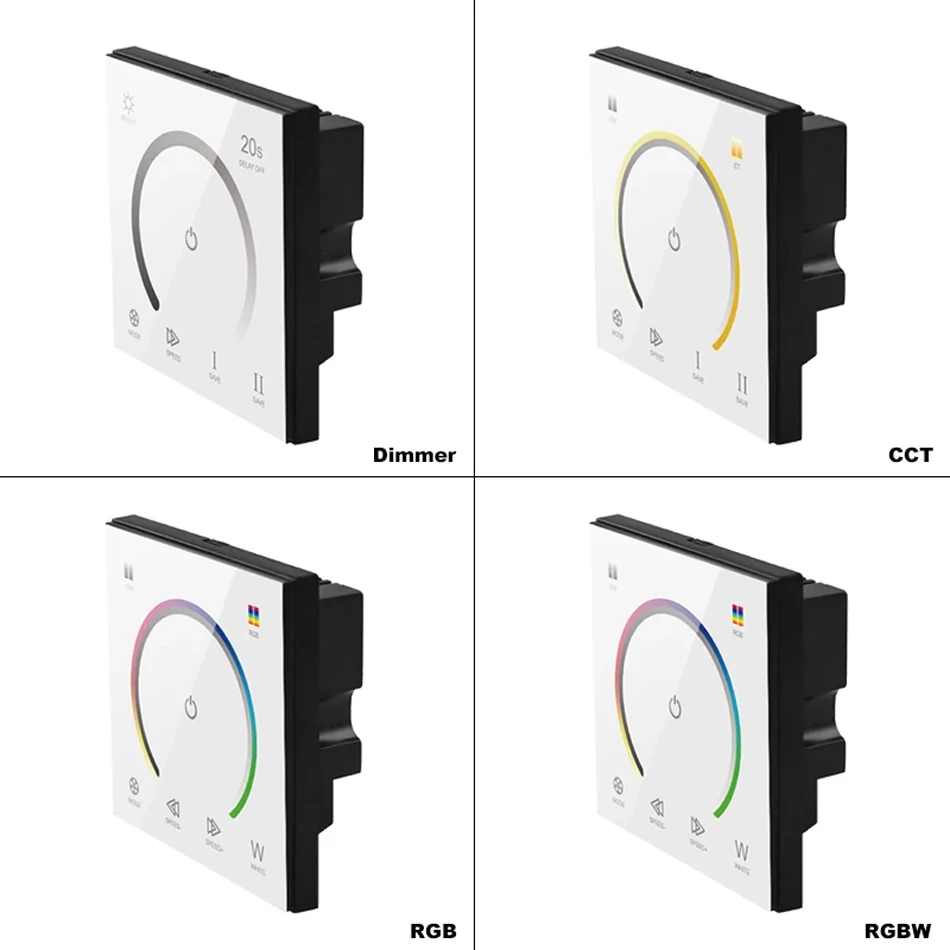 led touch panel controller LED Dimmer RGB RGBW CCT Wall Switch DC 12V 24V 12A 3/4 Channel LED Controller for LED Strip Lights