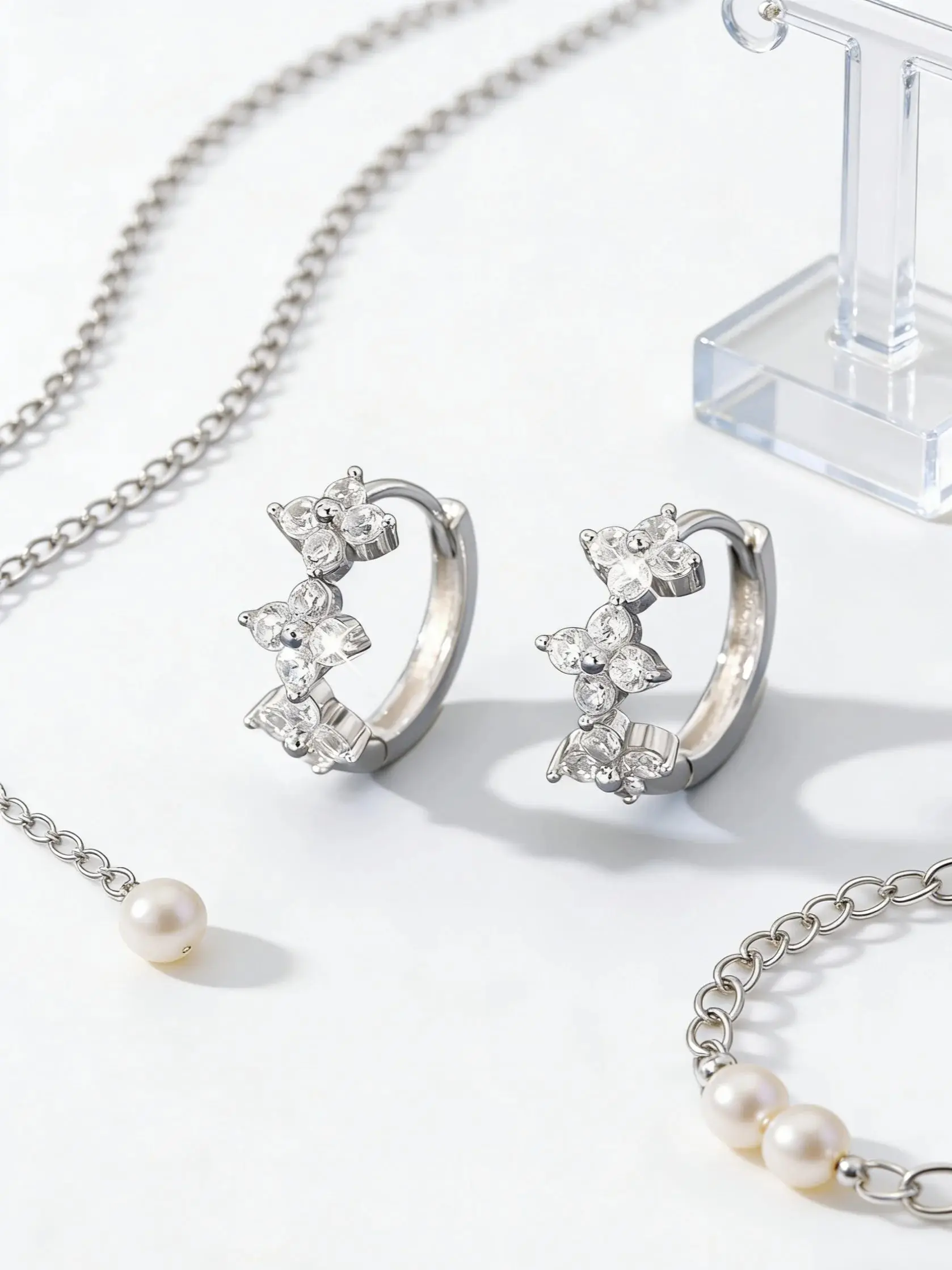 

925 Sterling Silver Clover Earrings - Zircon Inlaid, Elegant Temperament Jewelry, Perfect Holiday Birthday Gift