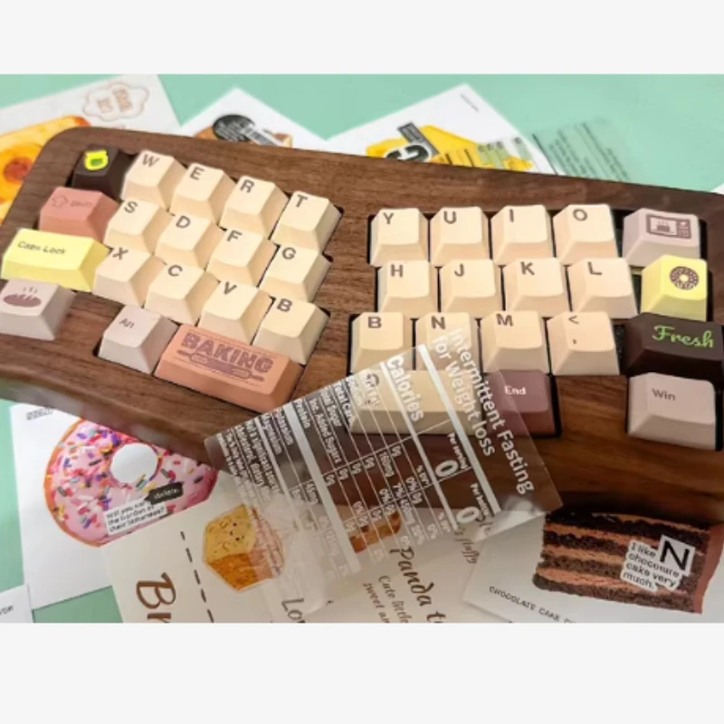 Qaz Alice Walnut 46keycaps Kit Keyboard Mekanis Pelat FR4 Kustom Tombol Perubahan Lotlab Hot-swap Bluetooth Berkabel untuk Set Tangan