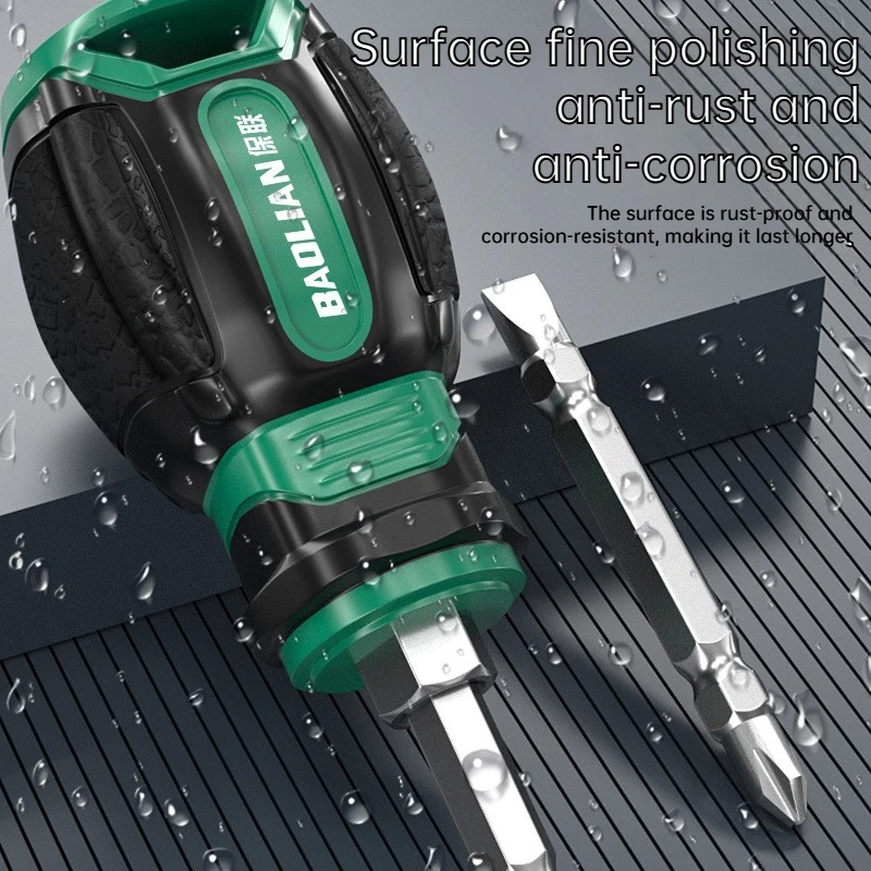 Picture 5: BAOLIAN Short Handle Screwdriver, Slotted/phillips Mini Screwdriver, Industrial Grade with Magnetic Screwdriver Head