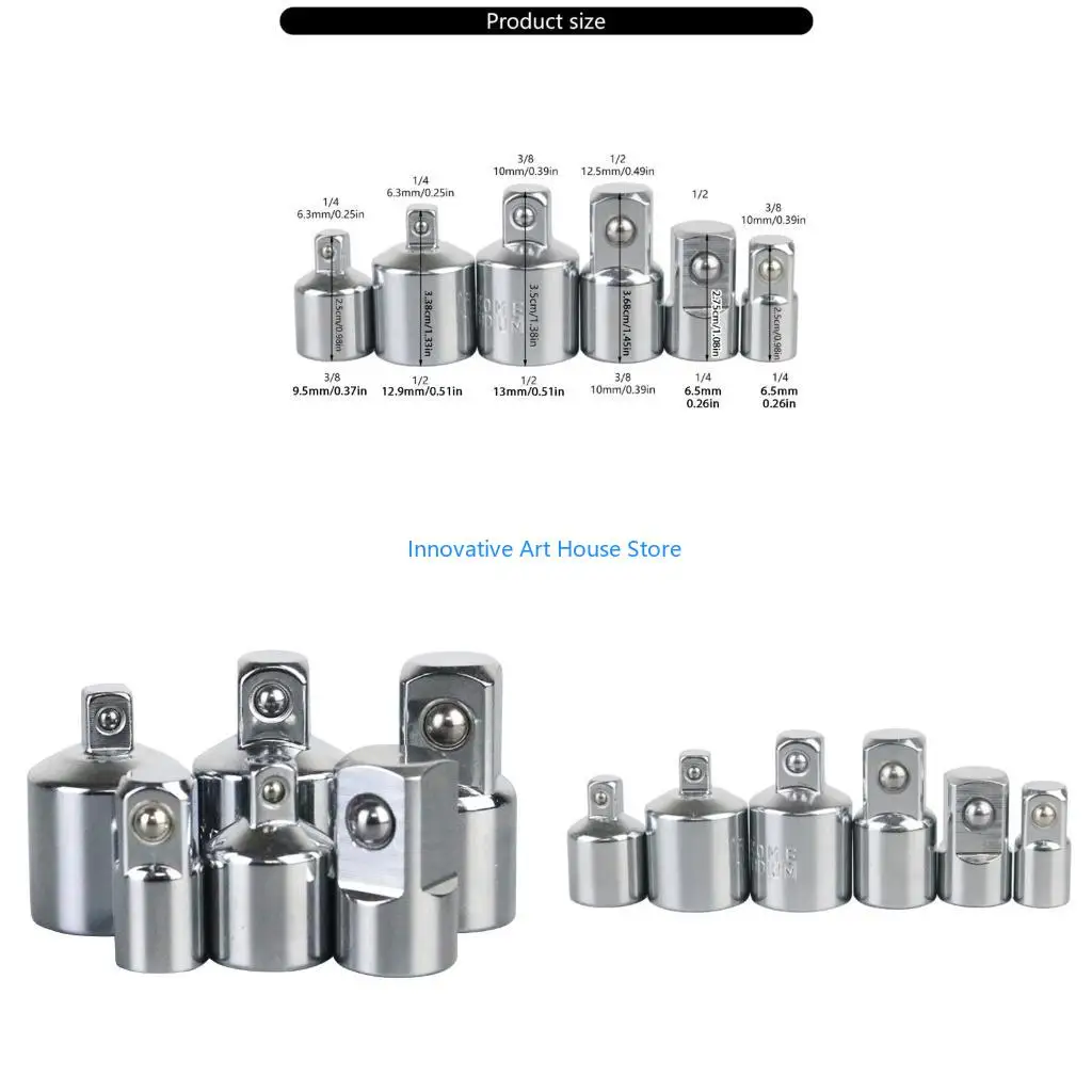 E1PC Socket Adapter Converters Reducers Set 3/8 To 1/2 3/8 to 1/4 1/4 To 1/2 Drives Ratchet Wrench Socket Adapter Repair Tool