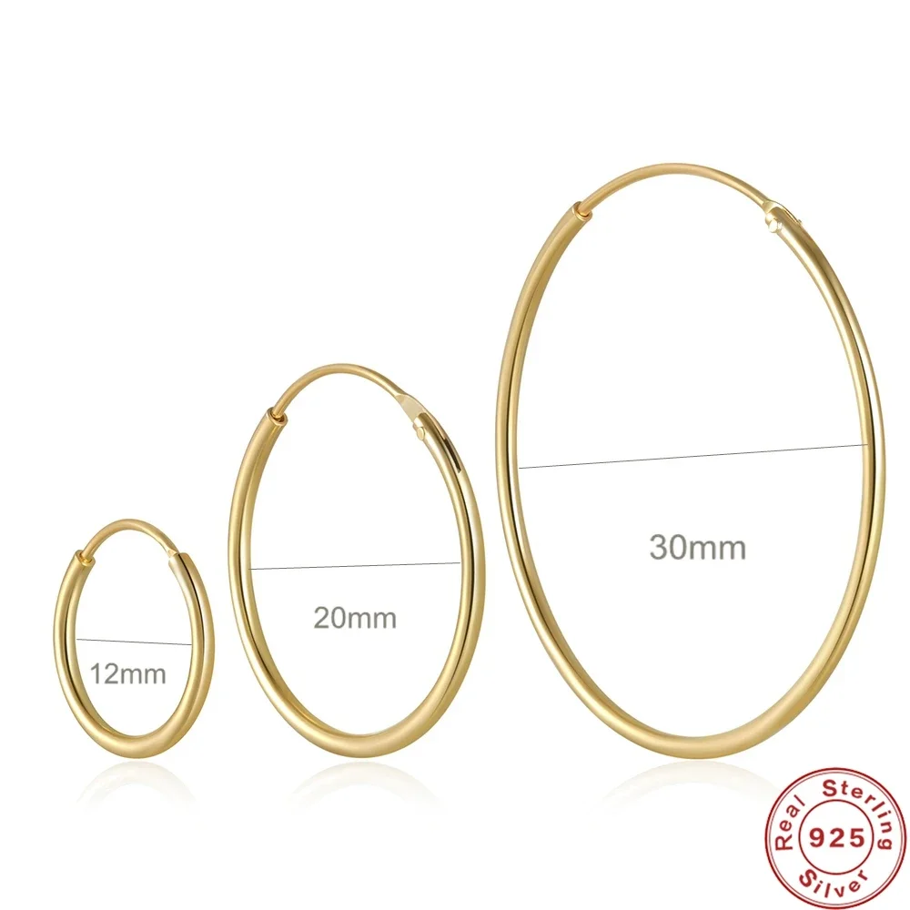 VAL 925 Sterling Silver Minimalist Boho Round Ear Buckle for Women Simple Punk Unisex Rock Hoop Earring Set Jewelry Accessories